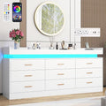 9 Drawer Dresser with LED Light and Charging Station, Wide Drawer Organizer by Hlivelood