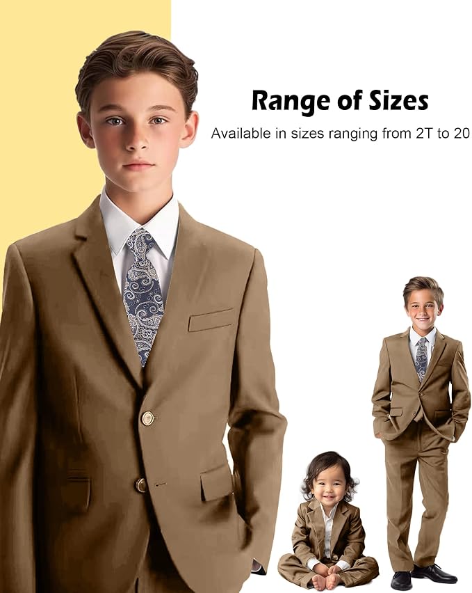 Boys’ Formal Suit 5 Piece Set, Toddler Tuxedos - Image 3