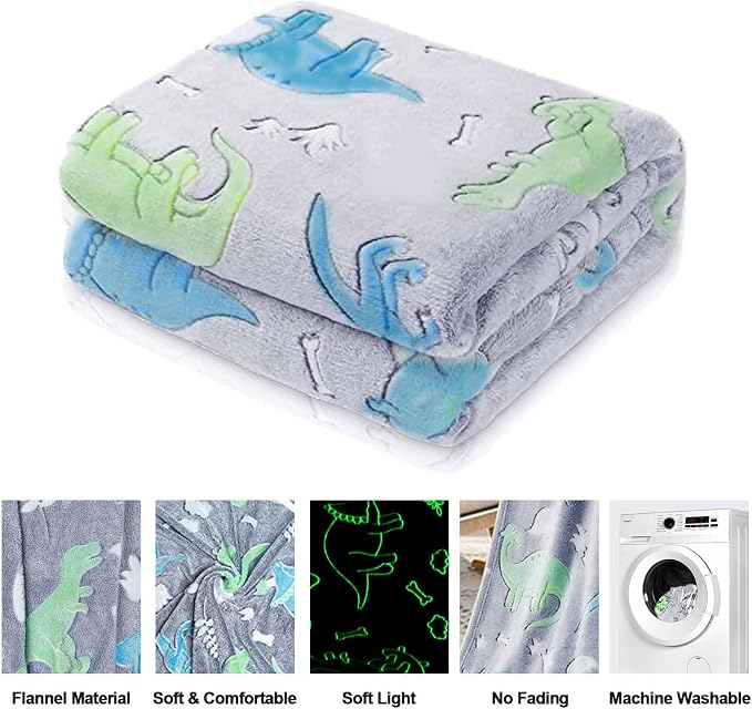 Glow in the Dark Dinosaur Kids Blanket - Image 4