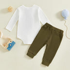 fhutpw Baby Boy Clothes 3 6 12 18 Months Ribbed Knitted Long Sleeve Romper and - Image 3