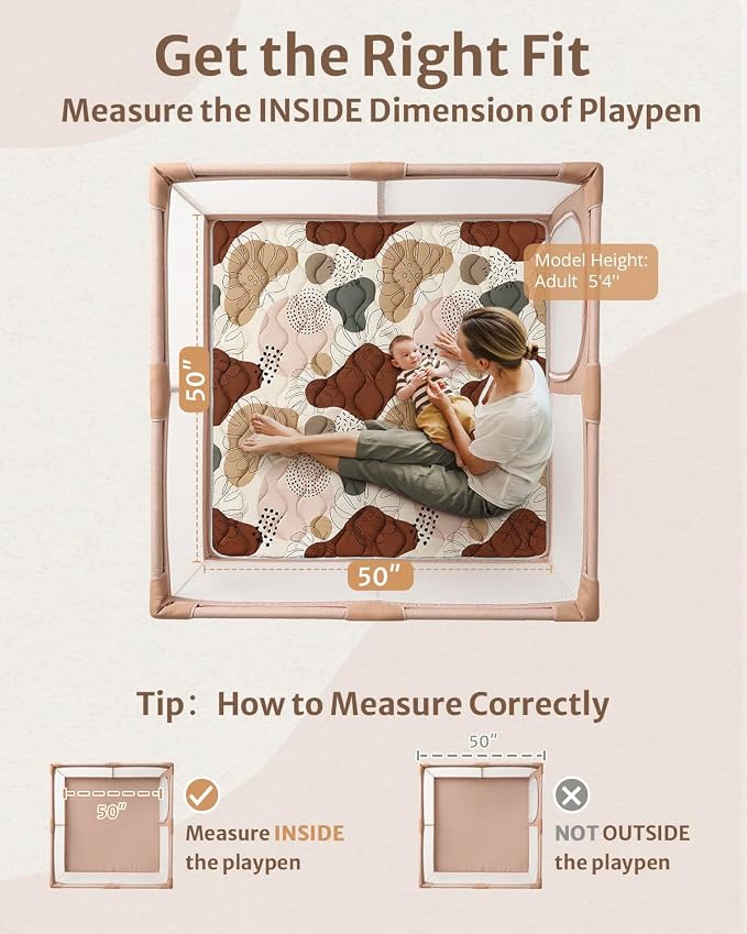 Blissful Diary Baby Play Mats for Floor, 50x50 Crawling Mat for Playpen - Image 2