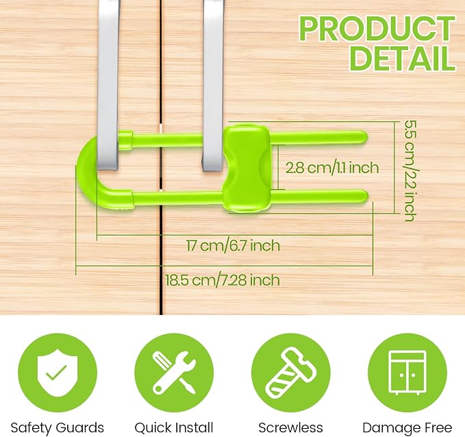 Jetec 10 Pieces Cabinet Locks for Babies, U-Shaped Proofing Drawers Safety - Image 2