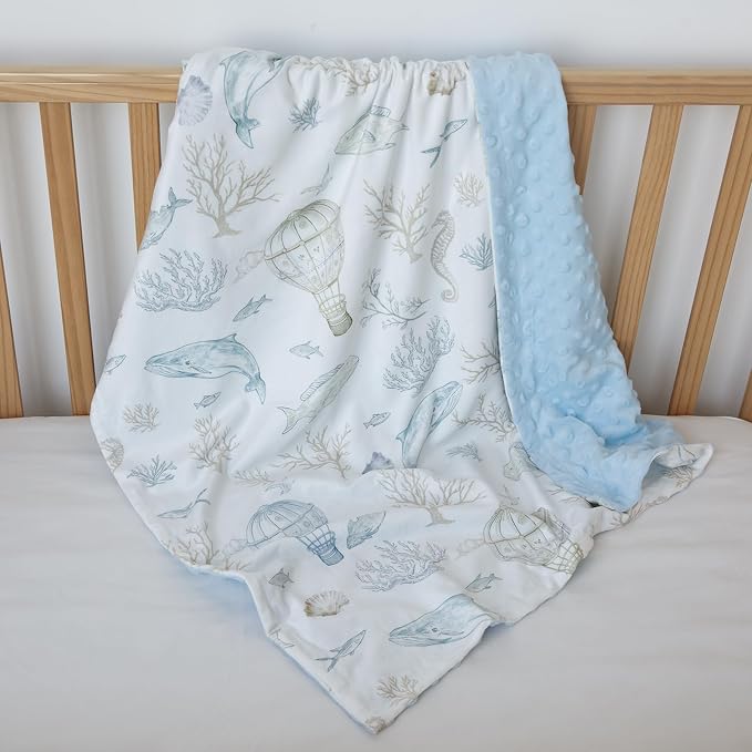 Whale Baby Fleece Blanket Neutral - Image 2