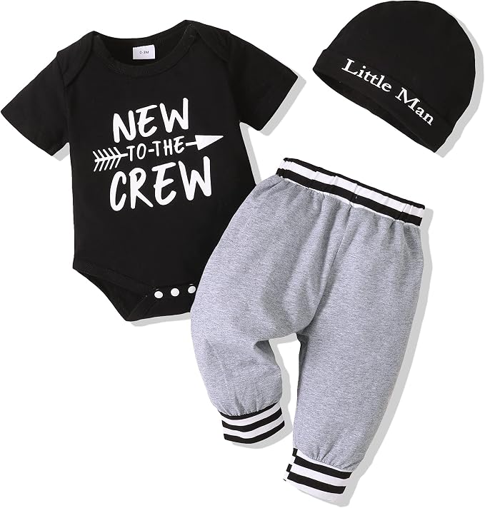 Renotemy Newborn Infant Baby Boy Clothes Outfits New to The Crew Outfits Long by Renotemy