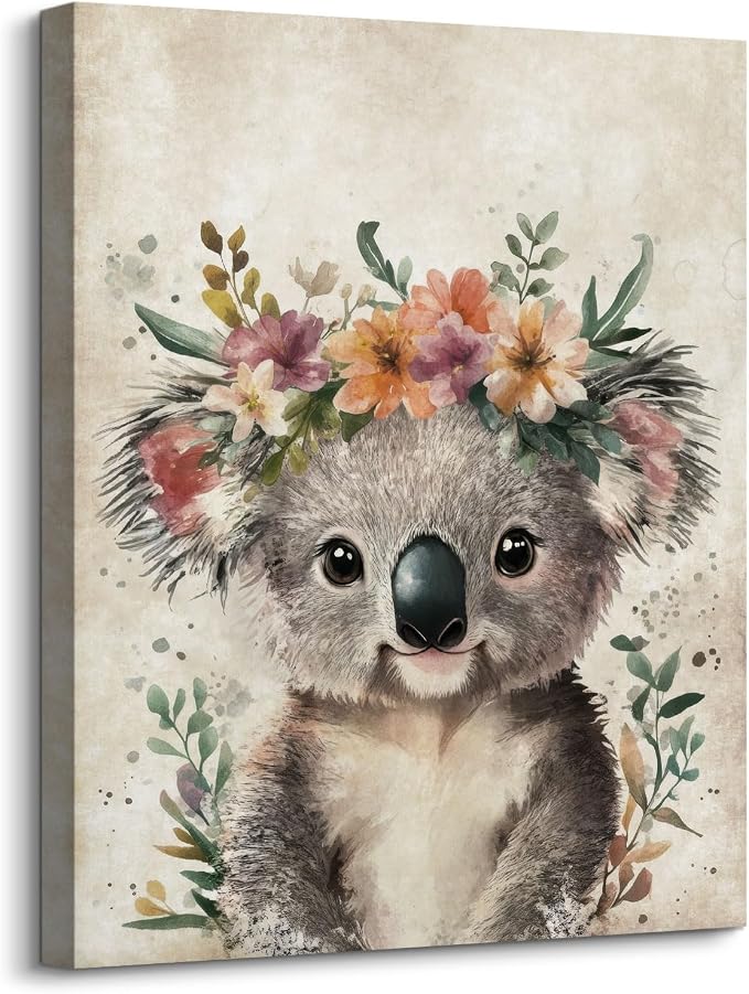 Lovely Koala Portrait Canvas Wall Art Cute Koala Bear by Home