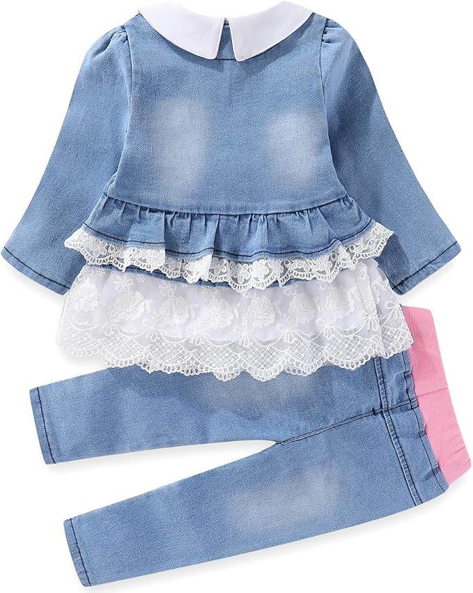 Peacolate 6M-4Years Spring Fall Baby Girls Clothing Set 3pcs Long Sleeve Dress - Image 2