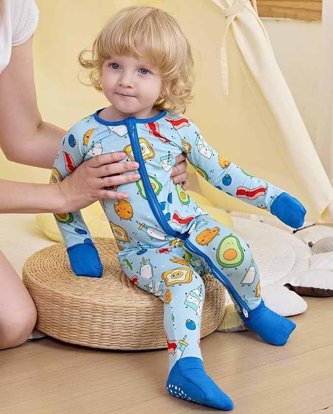 Bamboo Viscose Baby Convertible Footie Pajama, Zipper Pajamas - Image 3