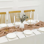 DOLOPL Brown Cheesecloth Table Runner 13.3ft Boho Gauze Cheese Cloth Table - Image 3