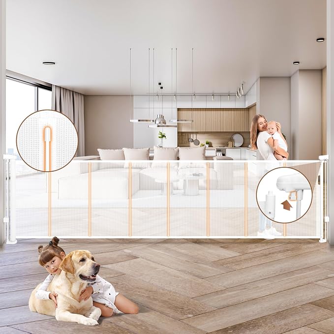 236" Retractable Baby Gate Extra Wide, Mesh Gate Long Child Gate Pet Gate - Image 8