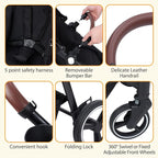 Tandem Double Stroller Newborn and Toddler, Foldable Twin Stroller - Image 7