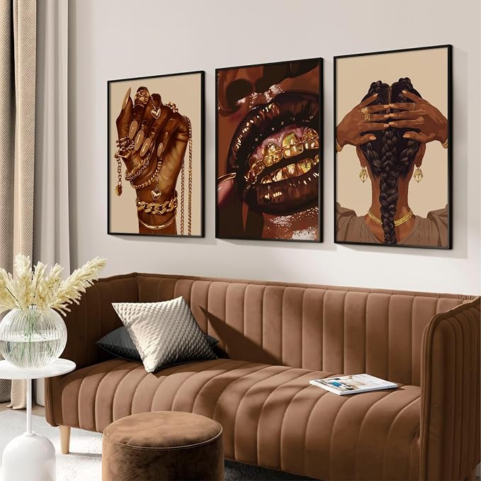 Pouydmi Black Girl Wall Art African Woman Canvas Wall Decor Black Women People - Image 3