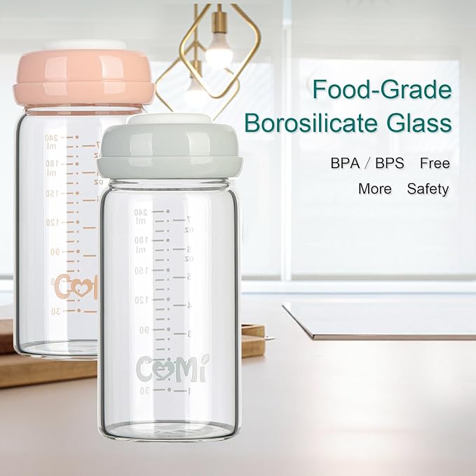 COMI Wide Neck Glass Breastmilk Collection n Storage Bottle, 8oz - Image 6