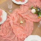FEXIA Pink Cheesecloth Table Runner Spring Easter Table Runner 35x120 Inches - Image 8