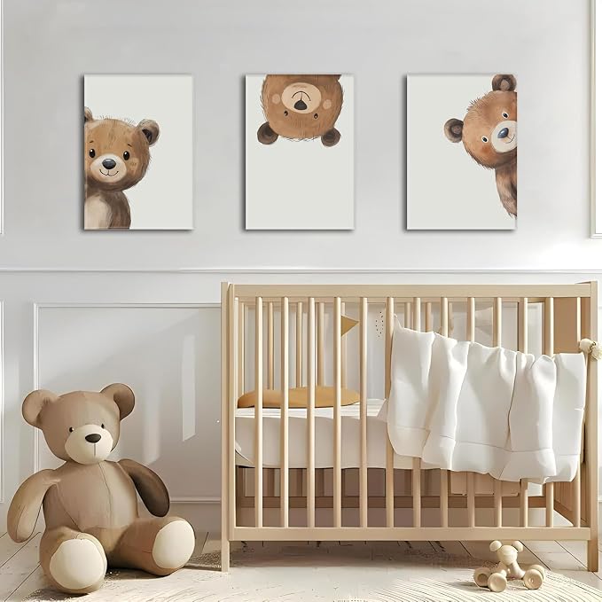 AOYUSMO 3 Piece Baby Bear Canvas Wall Art - Image 3