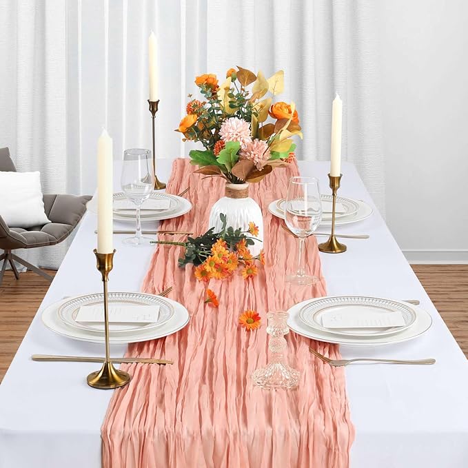 12 Pack Blush Pink Cheesecloth Table Runner 10Ft Gauze Cheese Cloth Table - Image 3