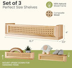Rattan Wall Shelf – 3 Pack, 16 Inch Floating Shelves - Image 2