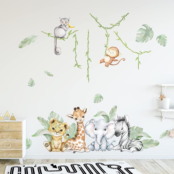 59.05x53.14 Inch Woodland Animals Wall Decals Forest Animal Wall Decal Elephant - Image 2