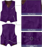 Boy's Suit Formal Slim Fit 5 Pieces Suit Set Blazer Vest Pants - Image 4