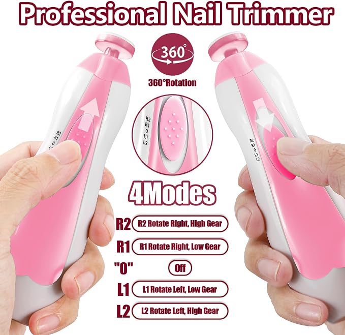 Baby Nail Trimmer Electric, 6 in 1 Rechargeable Baby Nail Clippers Manicure Set - Image 4