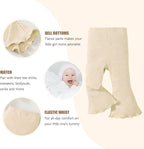 SOBOWO Baby Girl Flare Pants 3 Pack Toddler Solid Ribbed Ruffle Bell Bottoms - Image 3