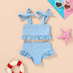 YOUNGER TREE Toddler Girls Two Pieces Swimsuit Color Block Stripe Swimwear - Image 2