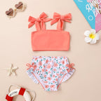 Toddler Swimsuit Girl Color Block Stripe Swimwear Baby Girl Summer Beach - Image 2