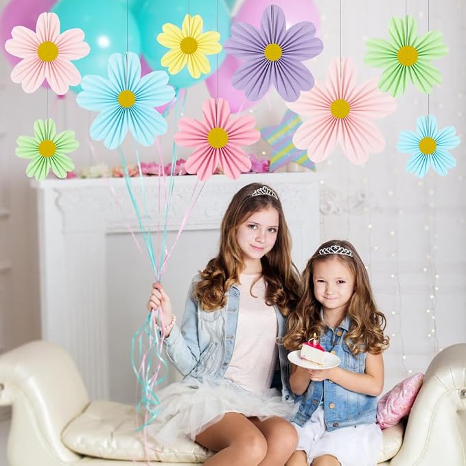 YUNXUAN Pastel Party Decorations Paper Fan Paper Flowers Decorations - Image 3