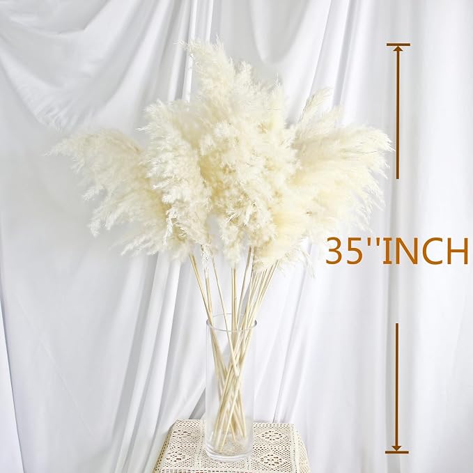 35-inch Tall White Pampas Grass Bouquet Decor - Image 6