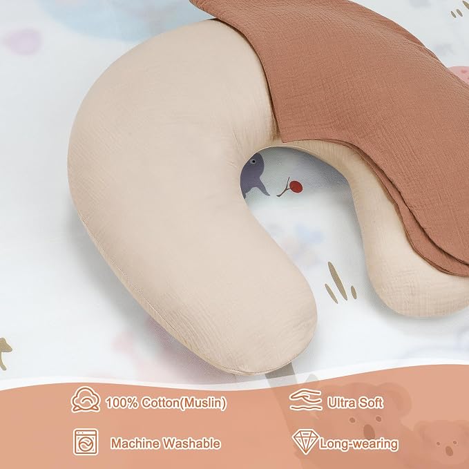 Accmor 2 Pack Muslin Nursing Pillow Covers, 100% Cotton Soft Nursing Covers - Image 3