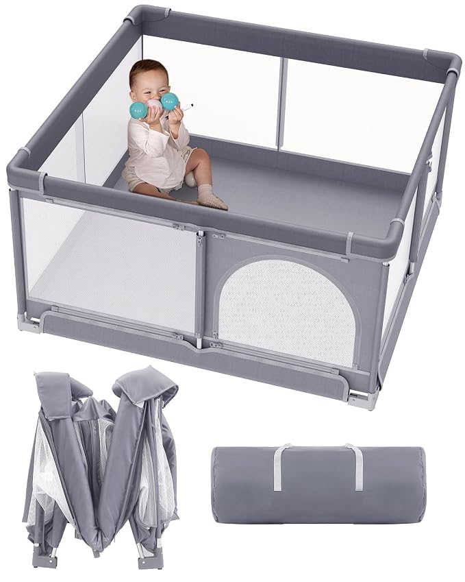 Foldable Baby Playpen, Breathable Mesh, Non-Slip Base, Portable Playpen by Veraste