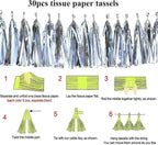 30pcs Silver Tissue Tassels DIY Hanging Decorations - Image 2