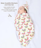 Newborn Swaddle Blanket with Hat Set, Unisex Baby Receiving Blanket Nursery Wrap - Image 5