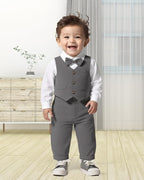 Baby Boy Clothes Suits Infant Gentleman Wedding Outfit Formal Dress Shirt Vest - Image 4
