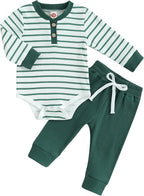 Newborn Baby Boy Girl Clothes Ribbed Knitted Long Sleeve Romper Pants Solid by MABABY
