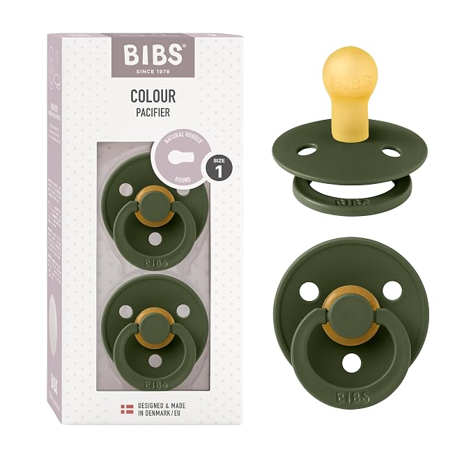 BIBS Pacifiers Colour Collection | Natural Rubber Baby Pacifier | Round Nipple by BIBS