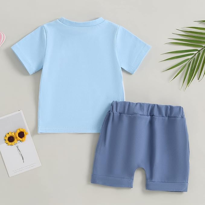 Rtnnsbbfcm Newborn Baby Boy Summer Clothes Short Sleeve Color Block Front - Image 3