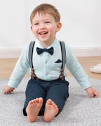 DISAUR Baby Boy Clothes Suits 4PCS Gentleman Outfit Dress Romper Beret Hat - Image 3