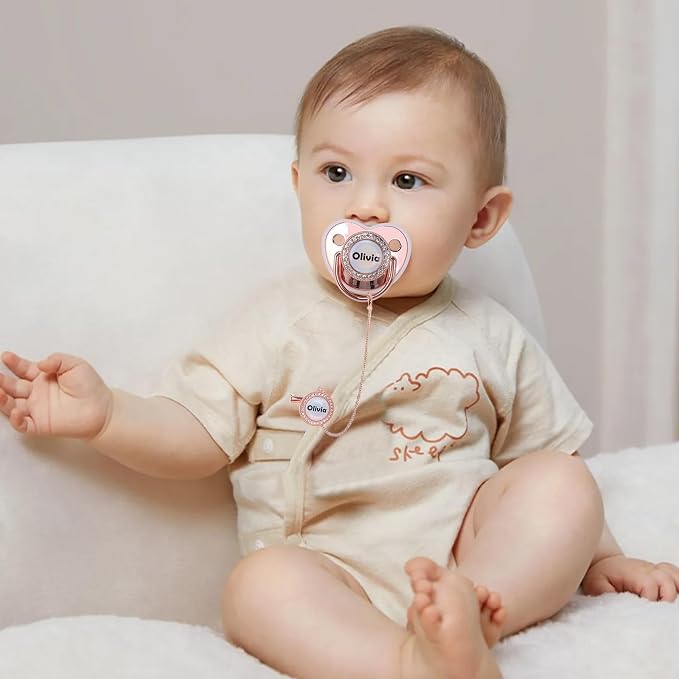 Custom Pacifier with Name, Personalized Pacifier Set with Gift Box, Glitter - Image 4