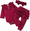 Aalizzwell Preemie Newborn Infant Baby Girls Clothes Ribbed Bodysuit Pants Set by Aalizzwell