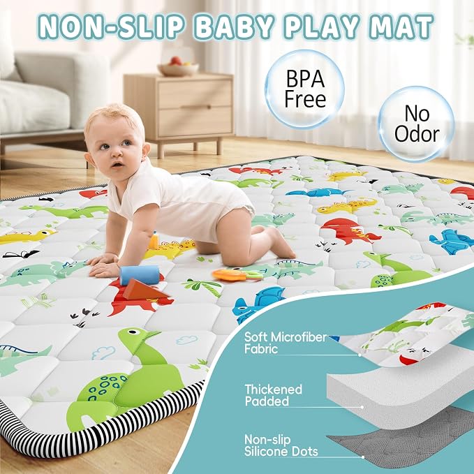 Palopalo Baby Play Mat for Floor, 74x50 inch Large Play Mat for Playpen - Image 2