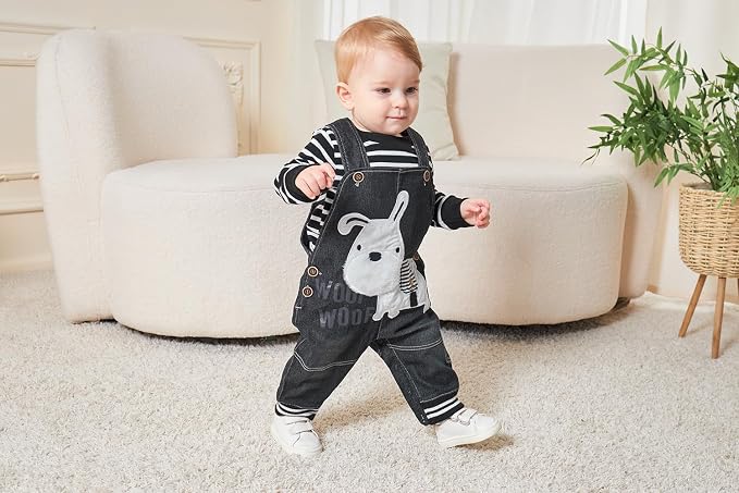 Cute Baby Boy Clothes Suit Toddler Boys' Striped long Sleeve T-Shirt+Denim - Image 3