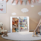 White Kids Bookshelf & Stuffed Animal Net Holder Plush Toy Storage Organizer - Image 3