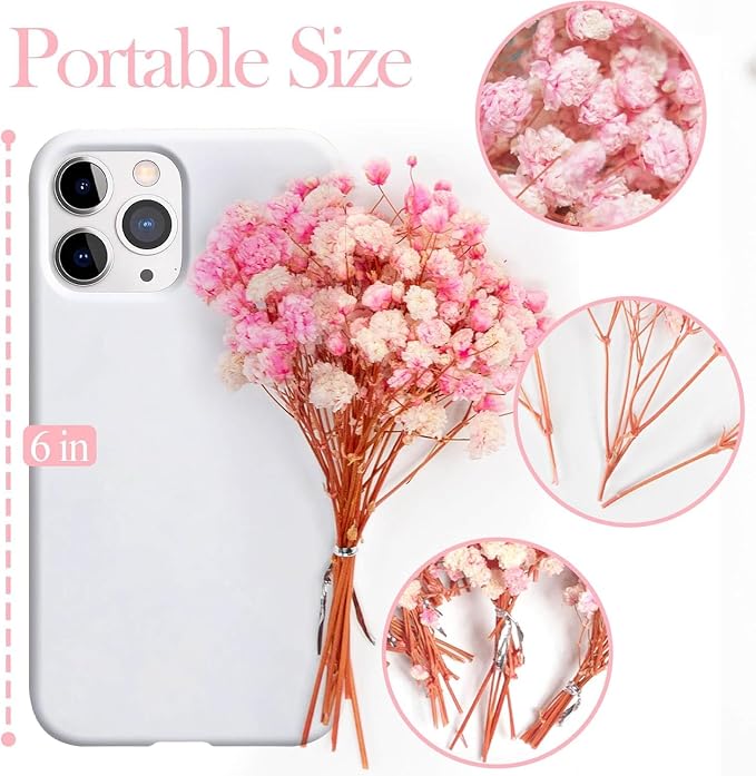 6'' Mini Size Pink & White Dried Babys Breath Flowers 4000+, Dry Flowers Bulk - Image 3