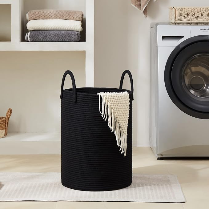 Woven Rope Laundry Basket, 58L Tall Laundry Hamper - Image 6