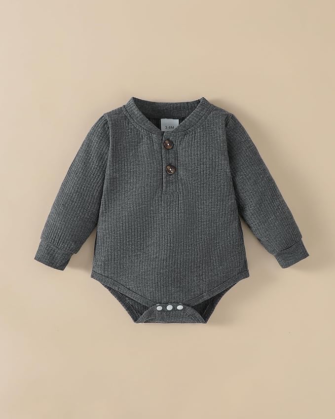 NZRVAWS Newborn Baby Boy Clothes Long Sleeve Romper Pant Set Hat 2-Pack Infant - Image 5