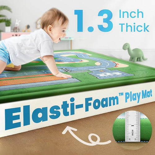 1.3" Thick Educational Baby Floor Play Mat 79x158, Basic Padded Memory Foam - Image 2