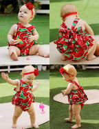 Baby Girl's Floral Print Ruffles Romper Summer Clothes - Image 2