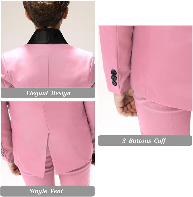 Boys Suit for Toddler Tuxedo Kids Formal Suits Set 5 Pieces Wedding Outfit - Image 6