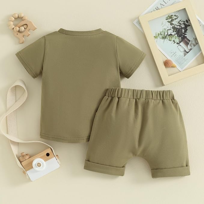 Rtnnsbbfcm Newborn Baby Boy Summer Clothes Short Sleeve Color Block Front - Image 3