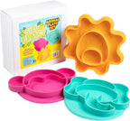 Animal Silicone Compartment Plates- 3 PK Lion, Elephant- Large Divided Sections - Image 5